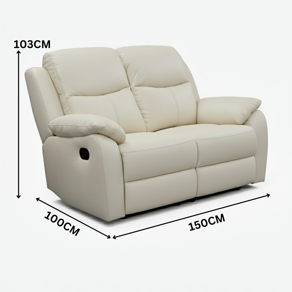 Duke 2 Seater Manual Recliner Genuine Leather Wheat Grey