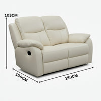 Duke 2 Seater Manual Recliner Genuine Leather Wheat Grey