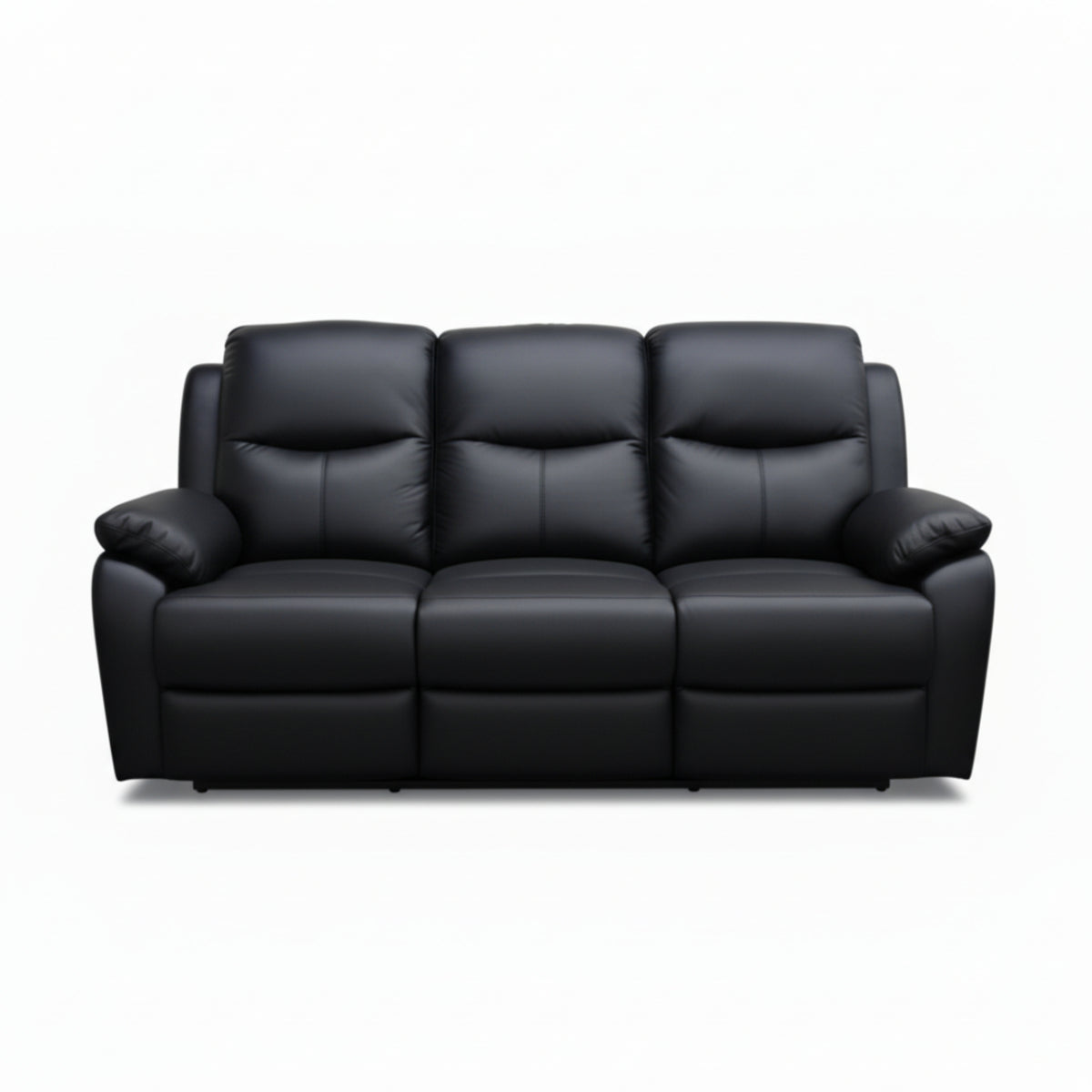 Duke 3 Seater Manual Recliner Genuine Leather Black