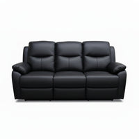 Duke 3 Seater Manual Recliner Genuine Leather Black