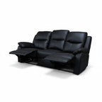 Duke 3 Seater Manual Recliner Genuine Leather Black