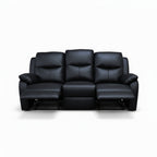 Duke 3 Seater Manual Recliner Genuine Leather Black