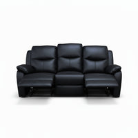 Duke 3 Seater Manual Recliner Genuine Leather Black