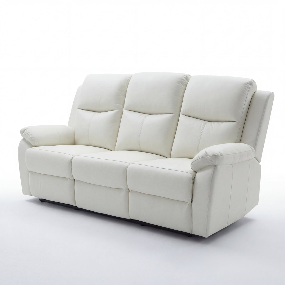 Duke 3 Seater Manual Recliner Genuine Leather Off White