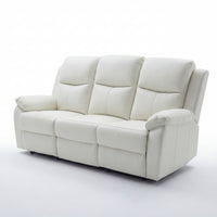 Duke 3 Seater Manual Recliner Genuine Leather Off White