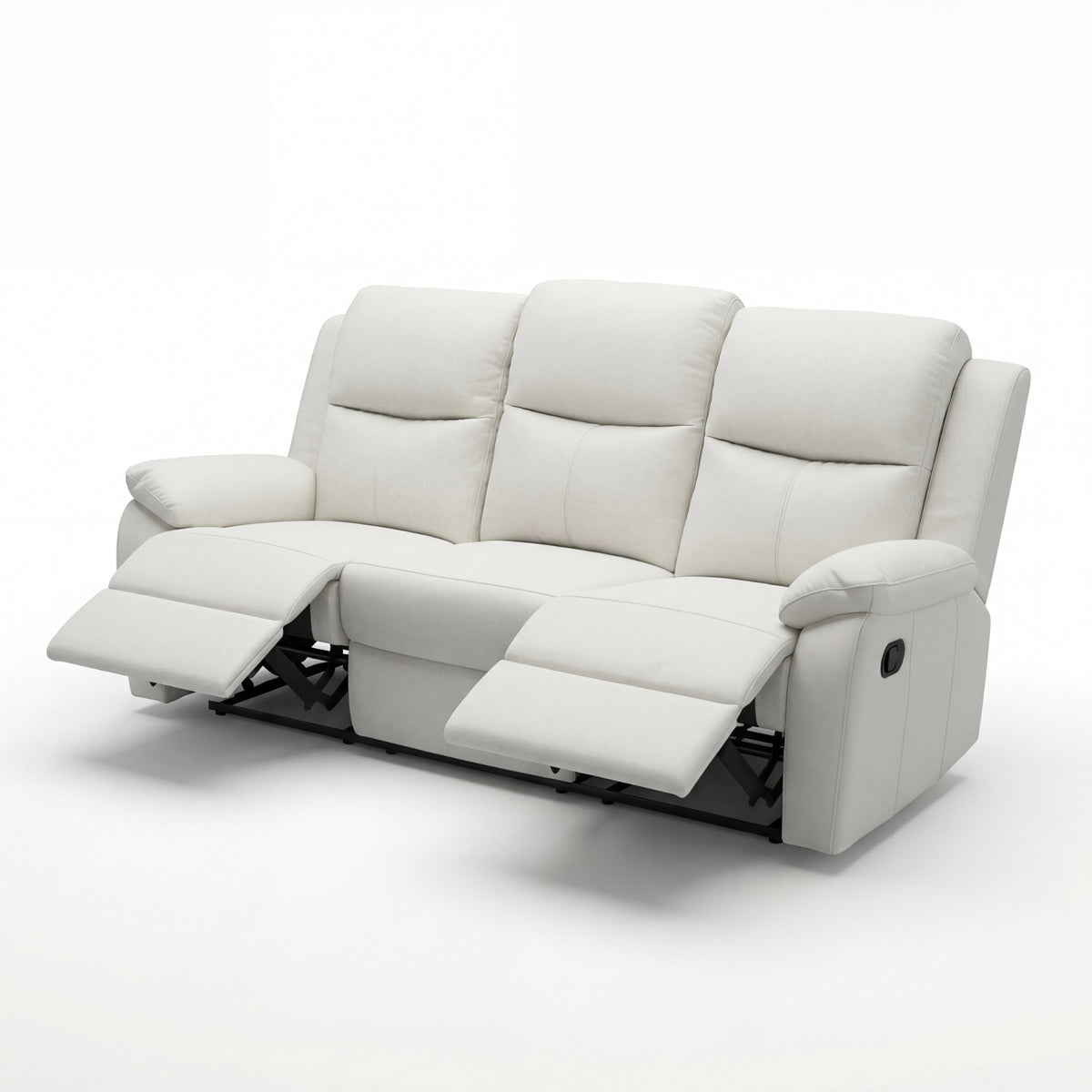 Duke 3 Seater Manual Recliner Genuine Leather Off White