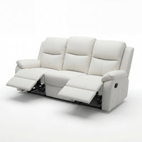 Duke 3 Seater Manual Recliner Genuine Leather Off White