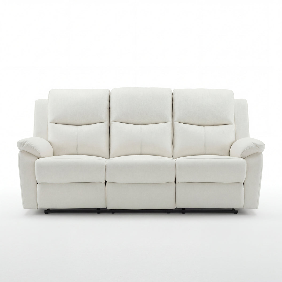 Duke 3 Seater Manual Recliner Genuine Leather Off White
