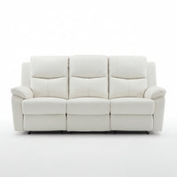 Duke 3 Seater Manual Recliner Genuine Leather Off White