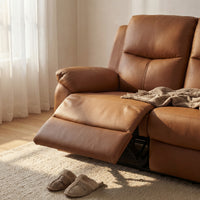 Duke 3 Seater Manual Recliner Genuine Leather Tan