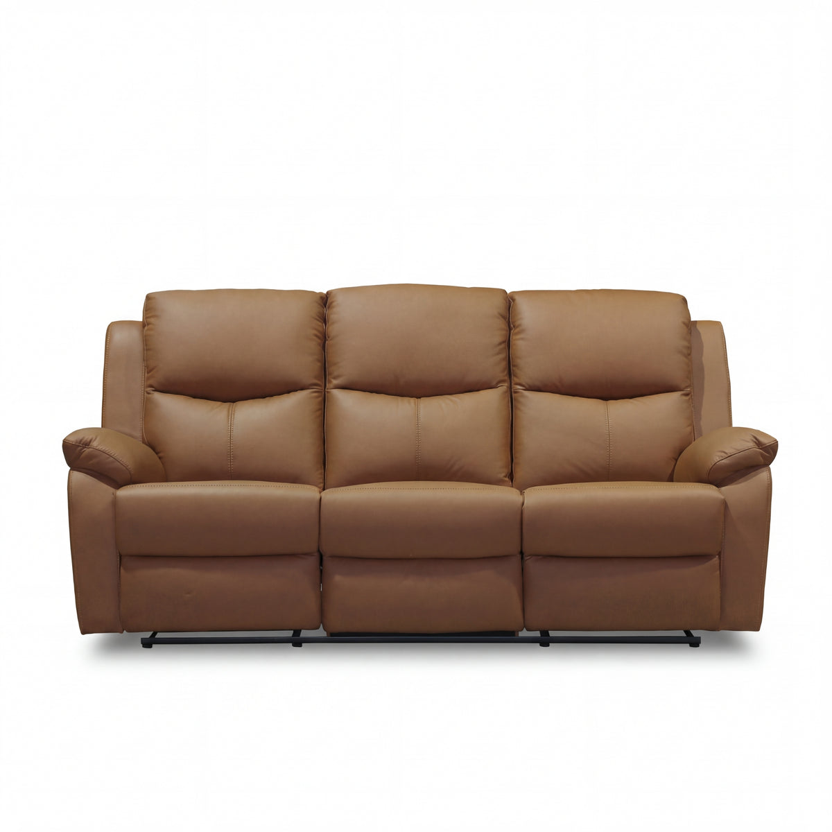 Duke 3 Seater Manual Recliner Genuine Leather Tan