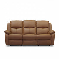 Duke 3 Seater Manual Recliner Genuine Leather Tan