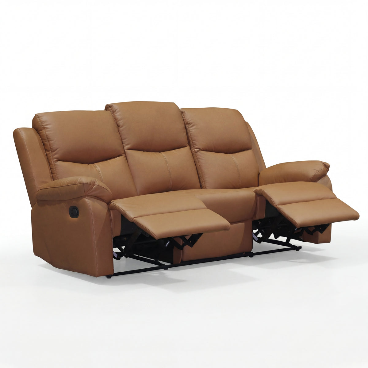 Duke 3 Seater Manual Recliner Genuine Leather Tan
