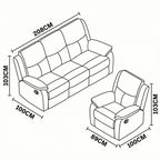 Duke 3 Seater Manual Recliner Genuine Leather Tan