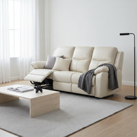 Duke 3 Seater Manual Recliner Genuine Leather Wheat Grey
