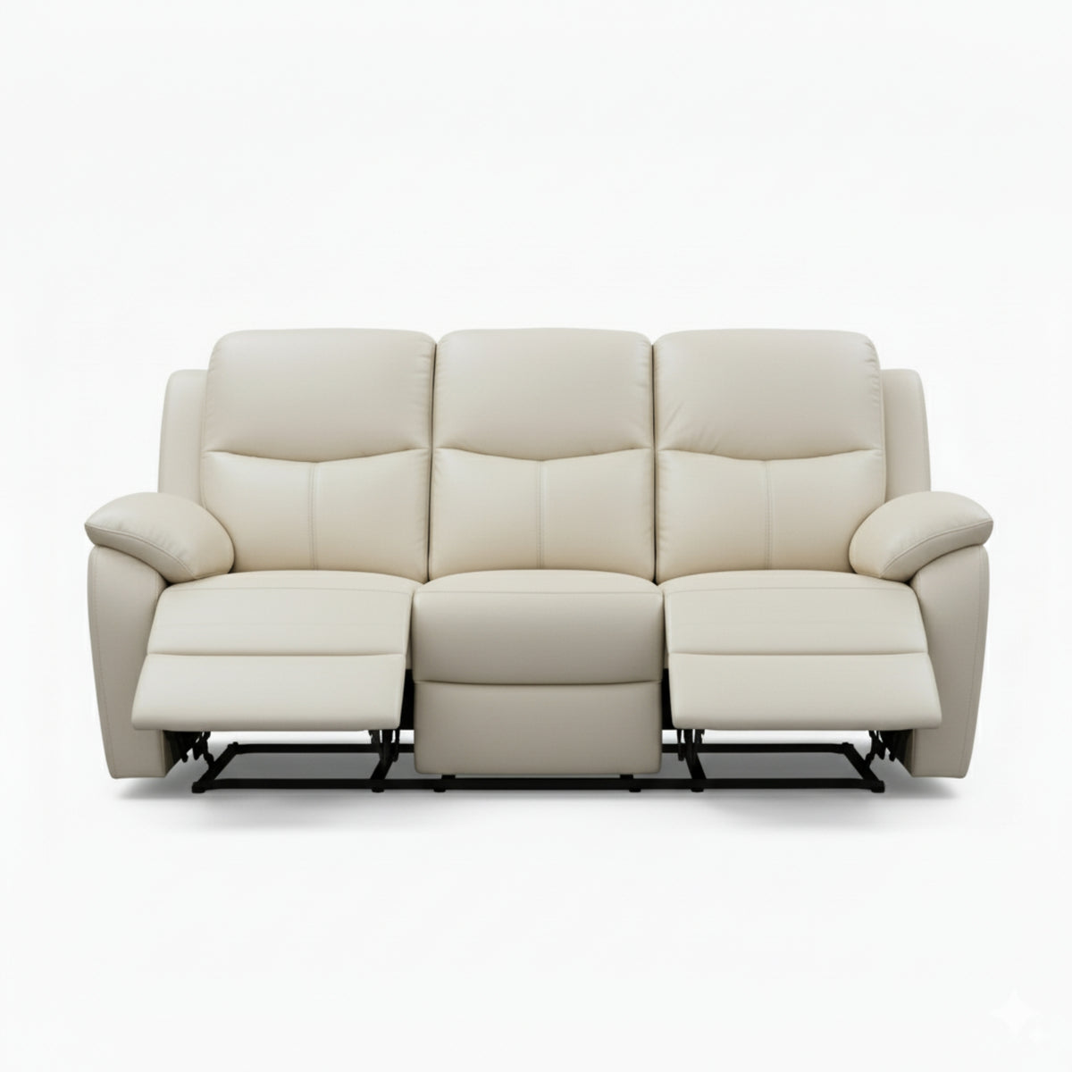 Duke 3 Seater Manual Recliner Genuine Leather Wheat Grey