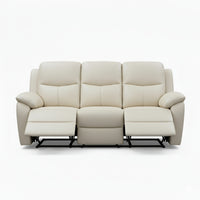 Duke 3 Seater Manual Recliner Genuine Leather Wheat Grey