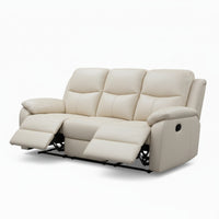 Duke 3 Seater Manual Recliner Genuine Leather Wheat Grey