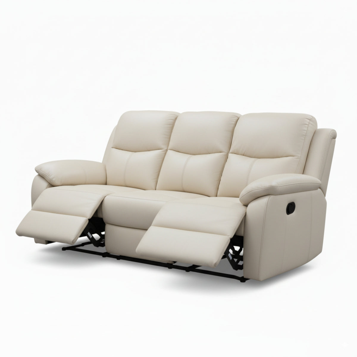 Duke 3 Seater Manual Recliner Genuine Leather Wheat Grey