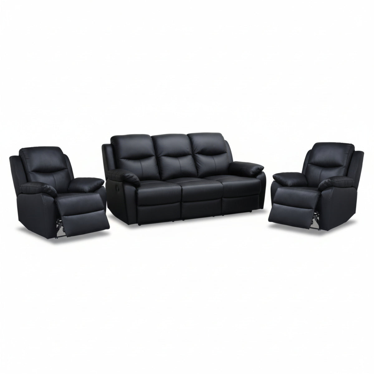 Duke 3+1+1 Seater Manual Recliner Genuine Leather Black