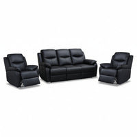 Duke 3+1+1 Seater Manual Recliner Genuine Leather Black
