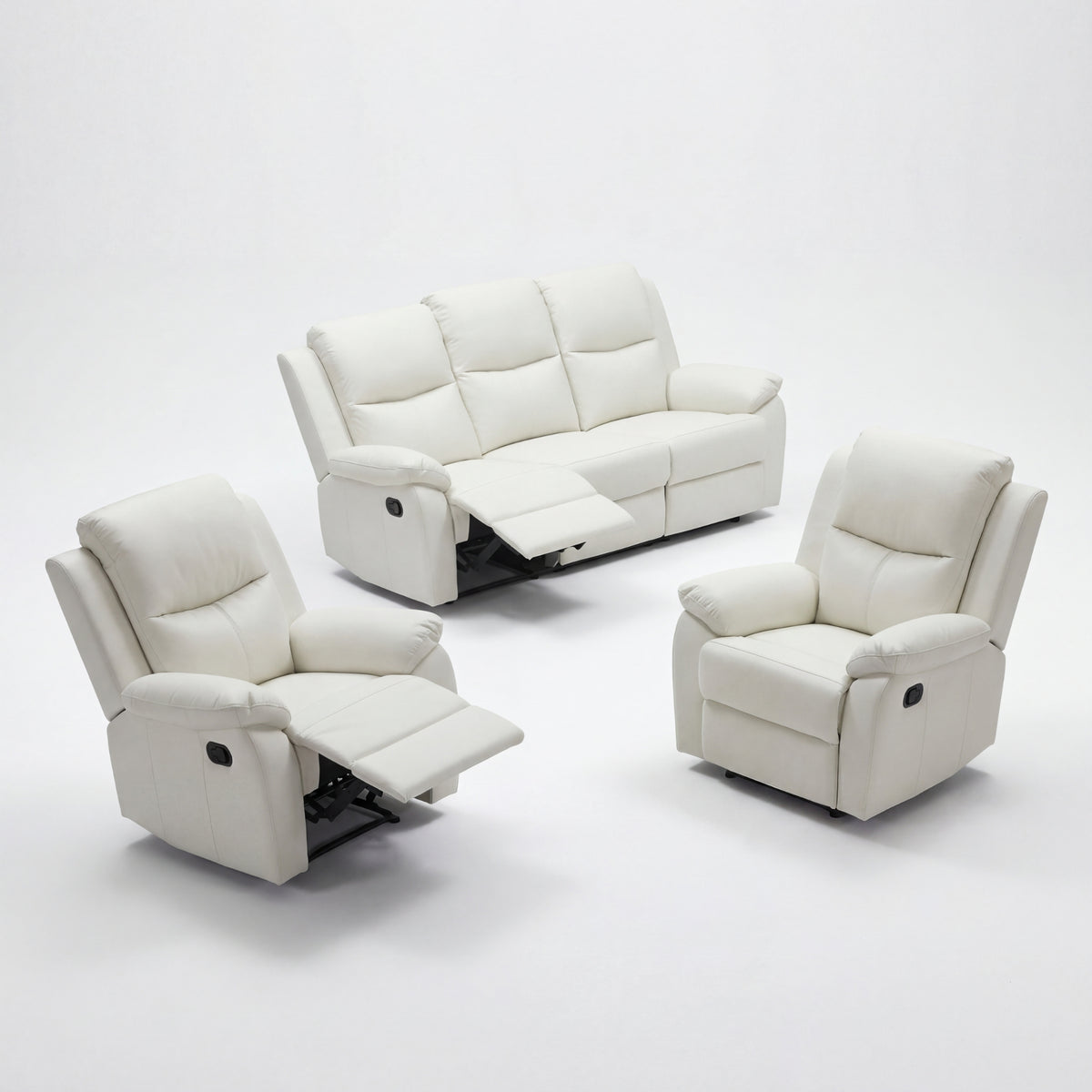 Duke 3+1+1 Seater Manual Recliner Genuine Leather Off White