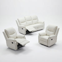 Duke 3+1+1 Seater Manual Recliner Genuine Leather Off White