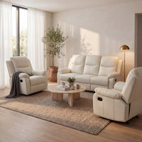 Duke 3+1+1 Seater Manual Recliner Genuine Leather Off White