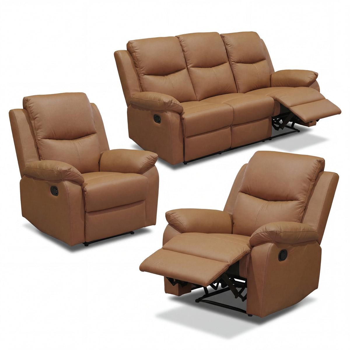 Duke 3+1+1 Seater Manual Recliner Genuine Leather Tan