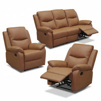 Duke 3+1+1 Seater Manual Recliner Genuine Leather Tan