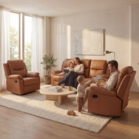 Duke 3+1+1 Seater Manual Recliner Genuine Leather Tan