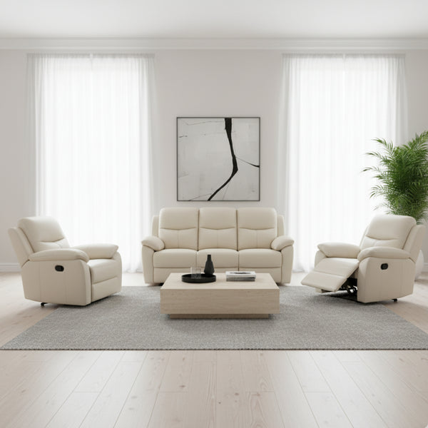 Duke 3+1+1 Seater Manual Recliner Genuine Leather Wheat Grey