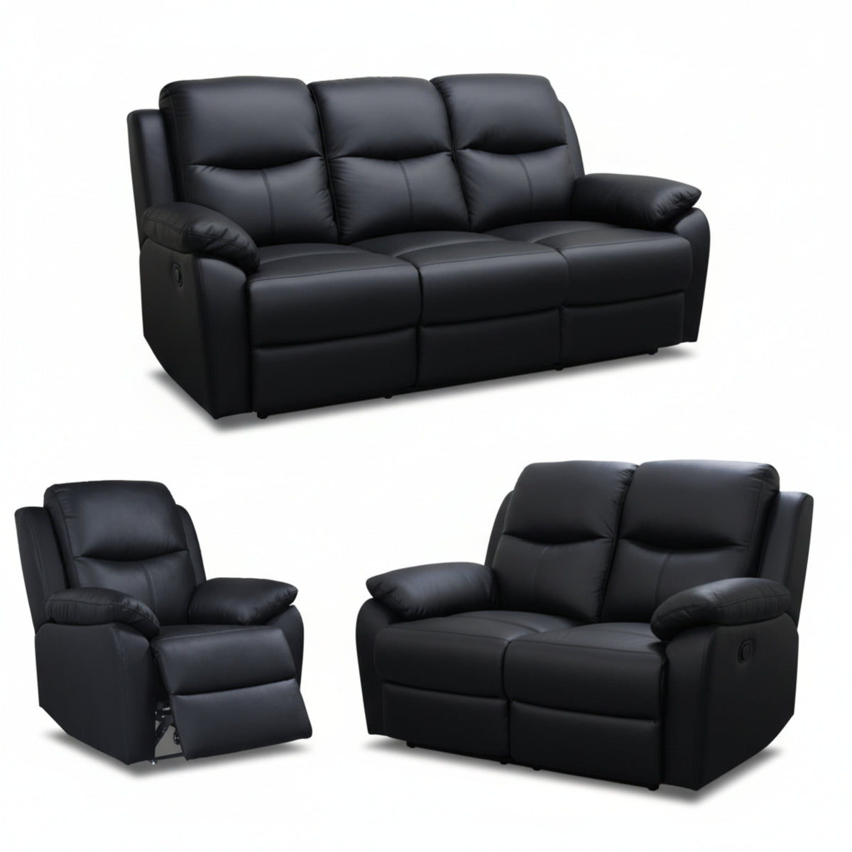 Duke 3+2+1 Seater Manual Recliner Genuine Leather Black