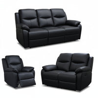 Duke 3+2+1 Seater Manual Recliner Genuine Leather Black