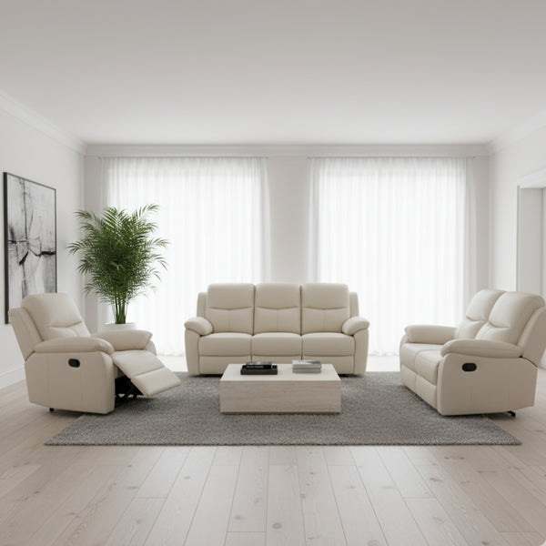 Duke 3+2+1 Seater Manual Recliner Genuine Leather Wheat Grey