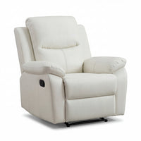 Duke Single Seater Manual Recliner Chair Genuine Leather Off White