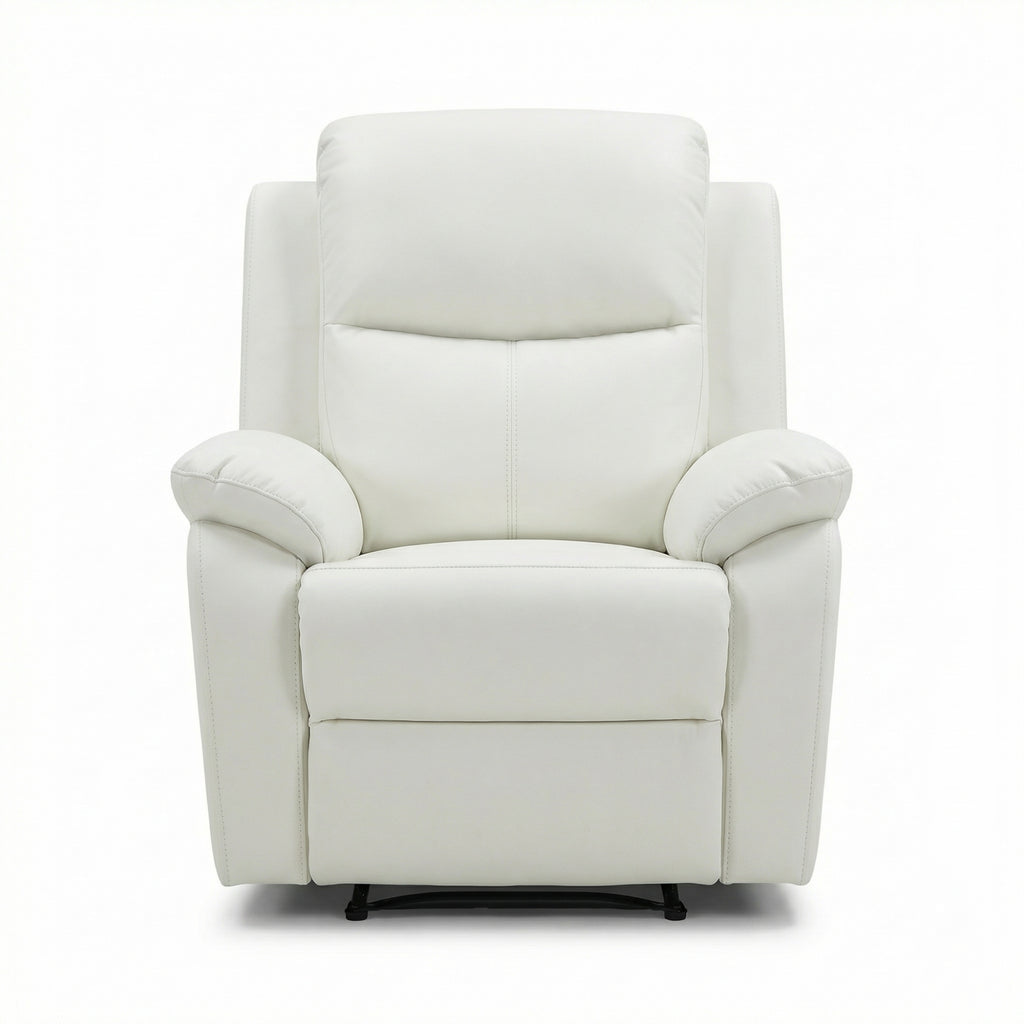 Duke Single Seater Manual Recliner Chair Genuine Leather Off White