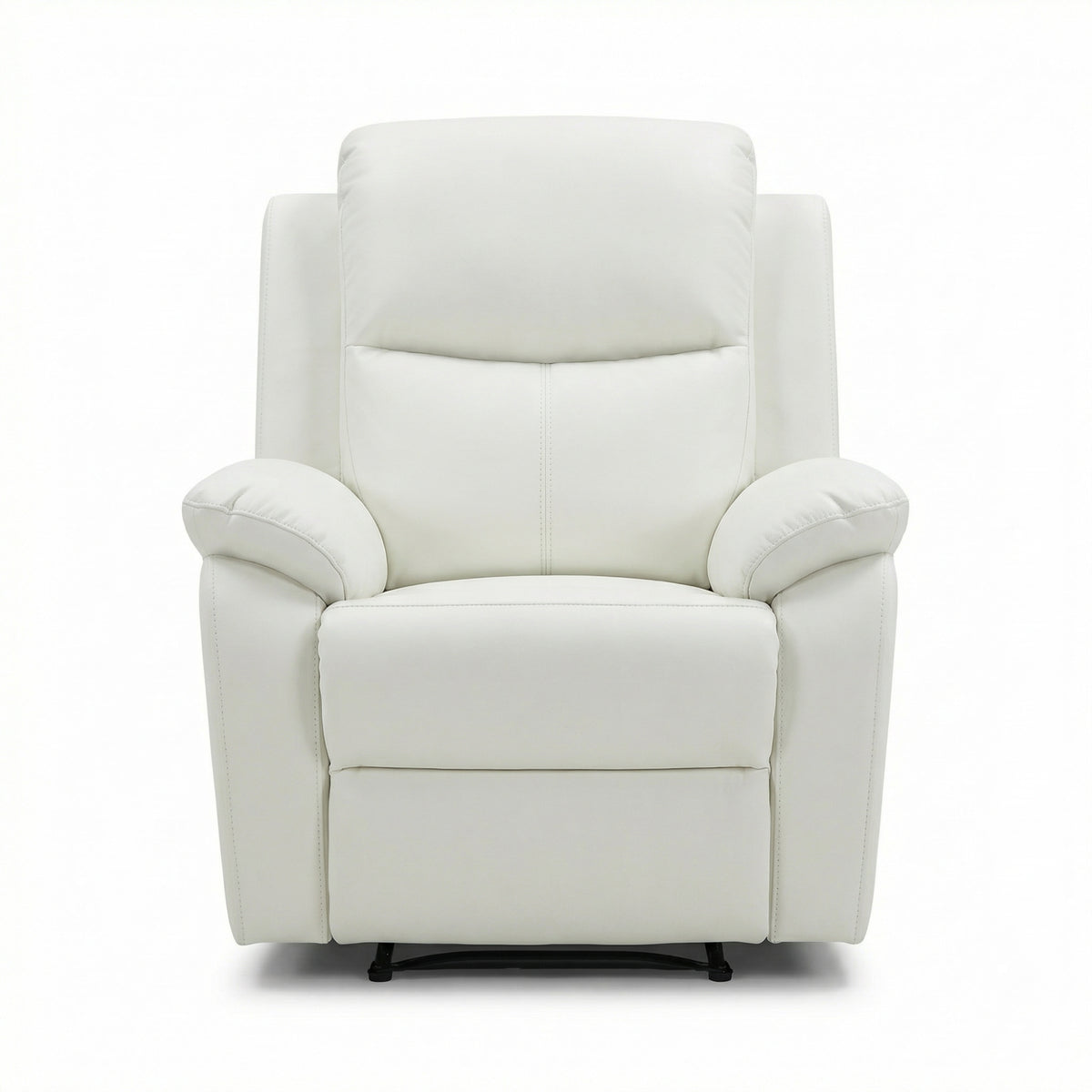 Duke Single Seater Manual Recliner Chair Genuine Leather Off White