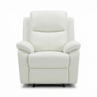 Duke Single Seater Manual Recliner Chair Genuine Leather Off White