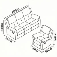 Duke Single Seater Manual Recliner Chair Genuine Leather Off White
