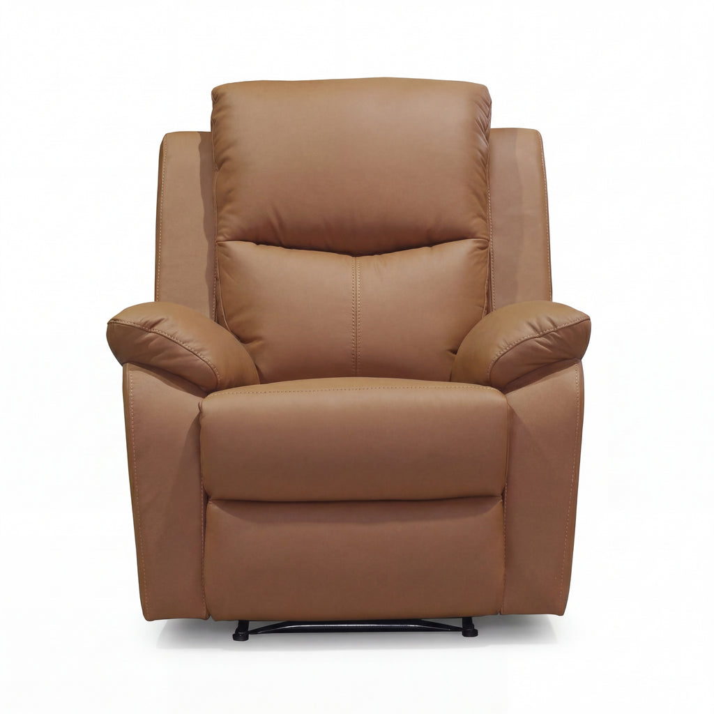 Duke Single Seater Manual Recliner Chair Genuine Leather Tan