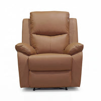 Duke Single Seater Manual Recliner Chair Genuine Leather Tan