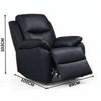 Duke Single Seater Manual Recliner Genuine Leather Black