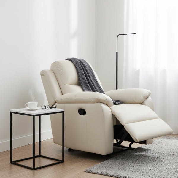 Duke Single Seater Manual Recliner Genuine Leather Wheat Grey