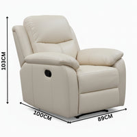 Duke Single Seater Manual Recliner Genuine Leather Wheat Grey