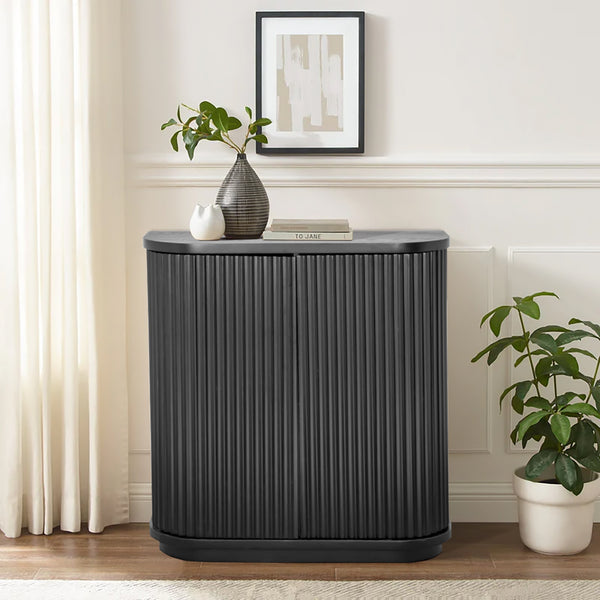 El Nino Flute 100cm Timber Storage Cabinet Black
