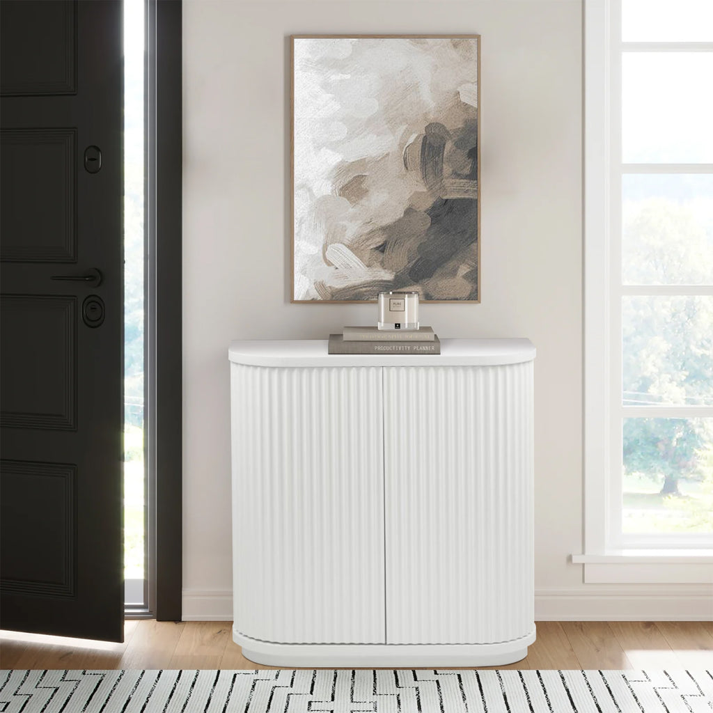 El Nino Flute 100cm Timber Storage Cabinet White