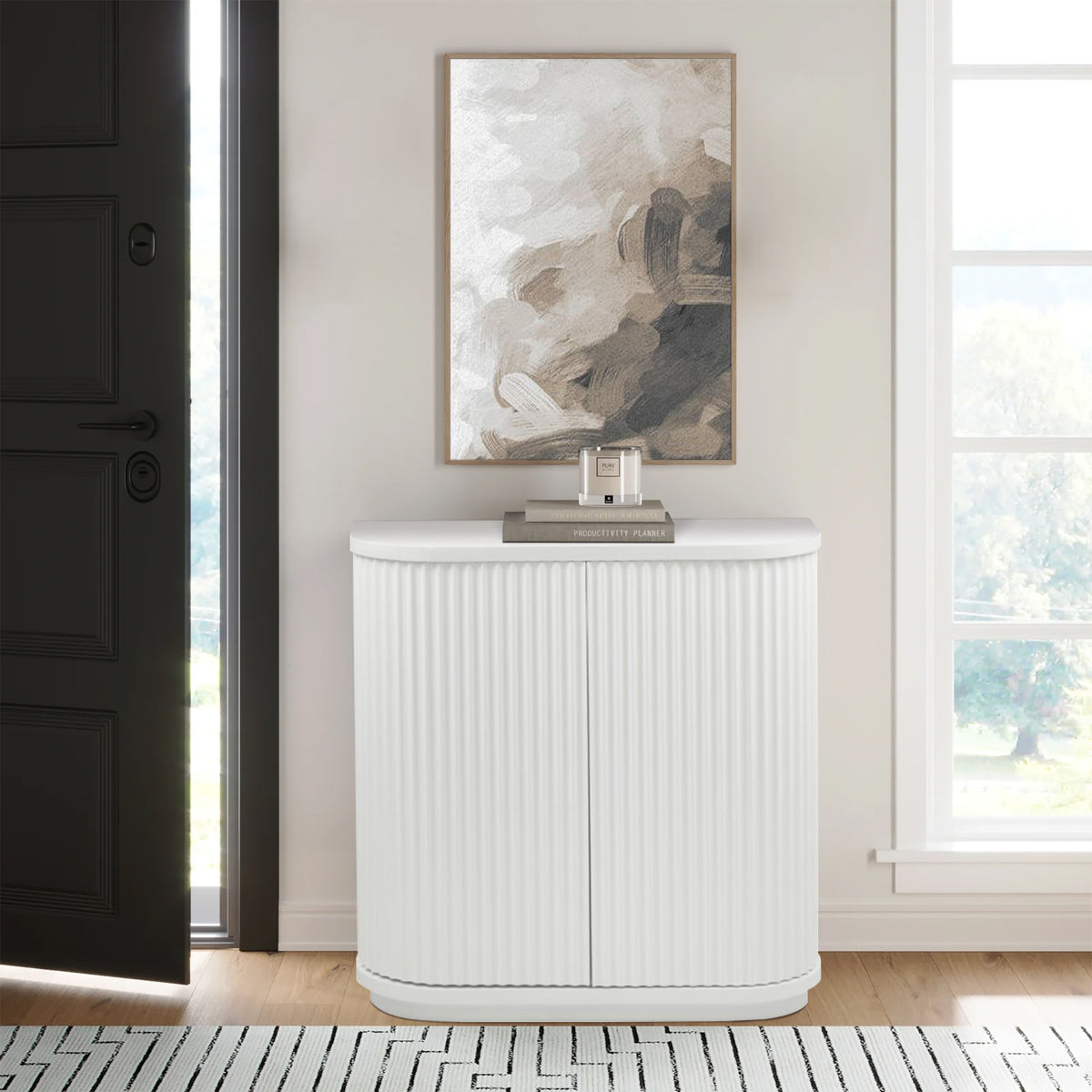 El Nino Flute 100cm Timber Storage Cabinet White
