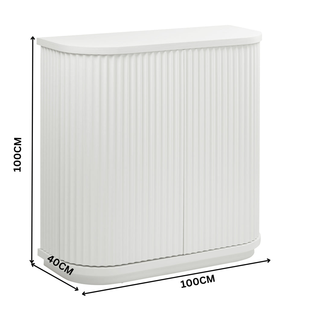 El Nino Flute 100cm Timber Storage Cabinet White