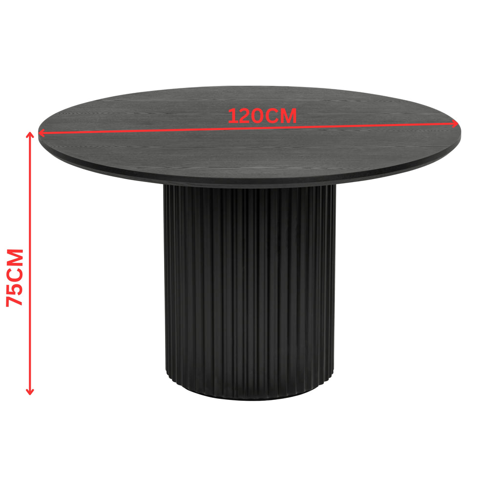 El Nino Flute 120m Round Dining Table Black